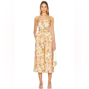NWT Zimmermann Golden Belted Strapless Linen Jumpsuit 4 US12